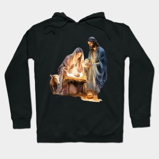 Watercolor Nativity Scene Hoodie